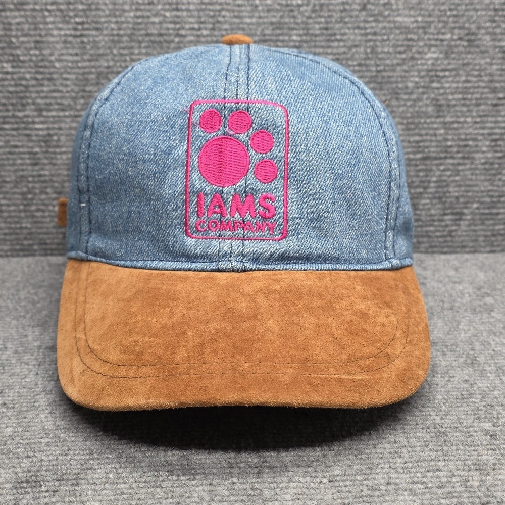 IAMS Company Hat Cap Strap Back Mens One Size‎ Blue Denim Suede Bill Pet Dog Cat